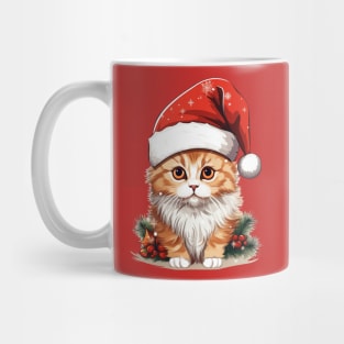 Orange Cat Wearing Santa Claus Christmas Hat Mug